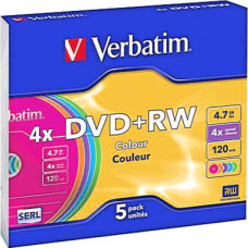 Диск DVD Verbatim 4.7Gb 4x SlimCase 5шт Color
