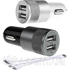 Зарядное устройство 2USB 4.8A быстрая зарядка серое 12V