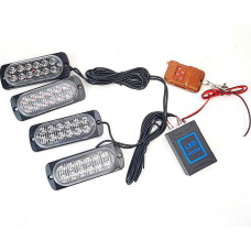 Стробоскоп під решітку 4шт 12LED I-BS-1-4-12LED-R+B з пультом 12-24V