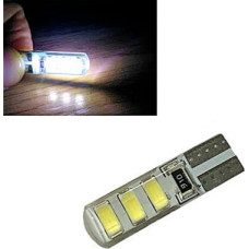 2х LED T10 W5W лампа в автомобиль, 6 SMD 5630 5730 с обманкой, в силиконе