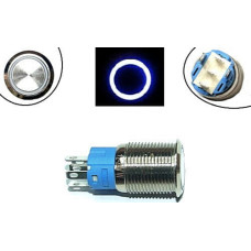 Кнопка 16мм фиксирующаяся, 12-24В, синий LED, 5pin, 16A-DZ