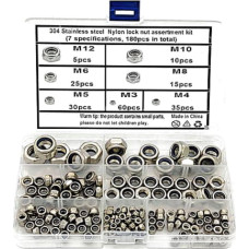 180x Гайка стопорная шестигранная, контргайка M3-M12, нержавейка