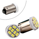 2x LED BA9S T4W лампа в автомобиль, 8 SMD 3020, белый