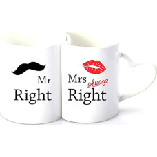 Парные чашки для влюбленных в виде сердца mr&mrs always right