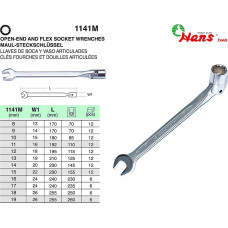 Ключ ріжковий з карданом 15мм 1141M15 HANS
