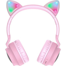 Наушники Bluetooth HOCO Cheerful Cat ear W27, розовые