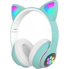 Наушники Bluetooth Cat Ear VZV-23M 7695 с подсветкой, мятные