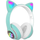 Наушники Bluetooth MHZ MDR CAT ear VZV-23M 7805 с подсветкой, мятные