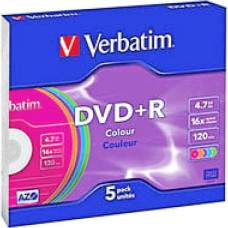 Диск DVD Verbatim 4.7Gb 16X SlimBox 5 шт Color 