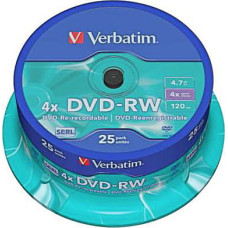 Диск DVD Verbatim 4.7Gb 4x CakeBox 25 шт silver 