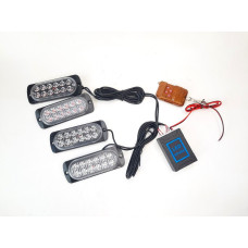 Стробоскоп під решітку 4шт 12LED I-BS-1-4-12LED-R+B з пультом 12-24V