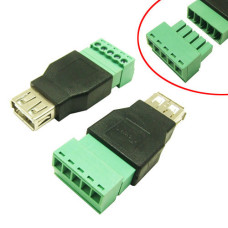 Переходник USB 2.0 Type-A гнездо разъем мама - клеммники 5pin