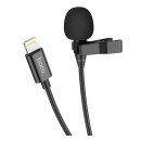 Микрофон петличный HOCO Lightning Lavalier microphone L14, 2 м, черный