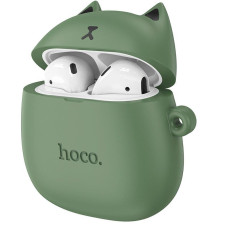 Наушники беспроводные детские Bluetooth HOCO Cat EW45 в кейсе, олива