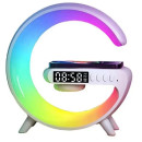 Колонка портативная RGB, LED лампа, беспроводное зарядное 3 в 1 MHZ G63, белая