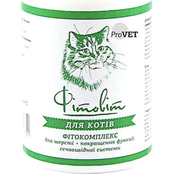 Фитокомплекс для шерсти + улучшение функции мочевыводящей системы ProVET Фитовит для кошек, 100 табл.