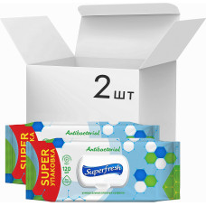 Упаковка влажных салфеток Superfresh Antibacterial с клапаном 2 пачки по 120 шт. (50375)