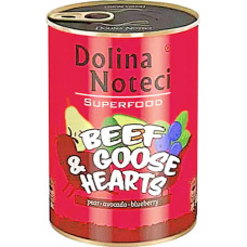 Влажный корм для собак Dolina Noteci Superfood с говядиной и гусиным сердцем 400 г