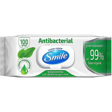 Влажные салфетки Smile Antibacterial с соком подорожника 100 шт. (50379)
