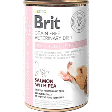 Вологий беззерновий корм Brit Veterinary Diet Hypoallergenic для собак при алергії, лосось і горох 400 г