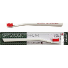 Зубная щетка Swissdent Profi Colours белая/красная подходит для имплантов (46349)