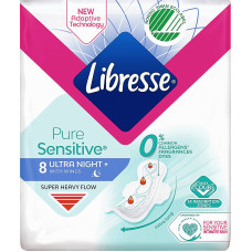 Гигиенические прокладки Libresse Pure Sensitive Ultra Night + Ночные 8 шт. (50825)