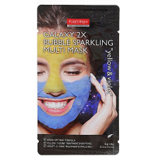Мультимаска для лица грязевая пенящаяся Purederm Желтая/Синяя Galaxy 2X Bubble Sparkling Multi Mask Yellow Violet 6 г + 6 г (42300)