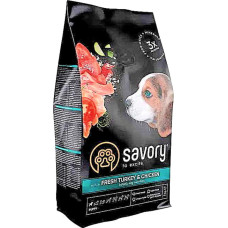 Savory Сухой корм для щенков всех пород со свежей индейкой и курицей 1 кг