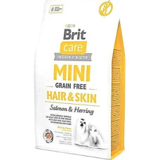 Brit Care GF Mini Hair Skin сухой корм для взрослых собак мелких пород имеющих длинную шерсть с лососем и