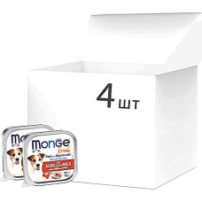 Упаковка влажного корма для собак Monge Dog Wet FRUIT ягненок с яблоком 0.1 кг x 4 шт