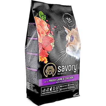 Savory Adult Cat Сухой корм для кастрированных котов с свежим мясом ягненка и курицей 400 г