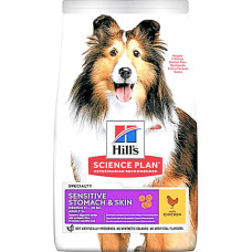 Сухой корм для собак с чувствительным пищеварением и кожей Hill's Science Plan Adult Sensitive Stomach & Skin Medium с курицей - 14 кг