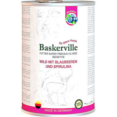 Влажный корм для собак Baskerville Sensitive Wild Mit Blaubeeren und Spirulina Оленина с черникой и спирулиной 400 г