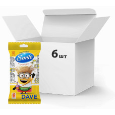 Упаковка влажных салфеток Smile Minions Dave 6 пачек по 15 шт. (50420)