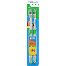 Набор зубных щеток Oral-B 1+1 Maxi Clean 1-2-3 3-Эффекта средней жесткости 1 шт. (46164)