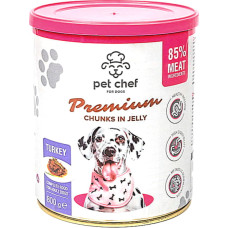 Корм влажный для взрослых собак Pet Chef кусочки в желе с индейкой 800 г