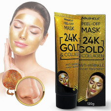 Золотая маска-пленка Peel-Off 24K Gold пилинг тонизирует кожу от угрей прыщей морщин MASHELE (41697)