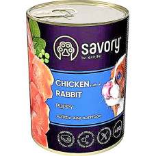 SAVORY Dog All breeds Puppy Влажный полно рационный корм для щенков всех пород с кроликом 400 г