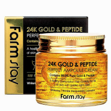 Ампульный крем для лица FarmStay 24K Gold Peptide Perfect Ampoule Cream с золотом и пептидами 80 мл (40791)