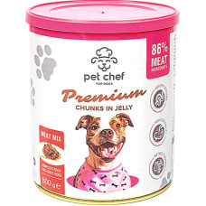 Корм влажный для взрослых собак Pet Chef кусочки в желе Мясной микс 800 г