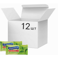 Упаковка влажных салфеток Superfresh антибактериальных Green Tea 12 пачек по 15 шт. (50413)