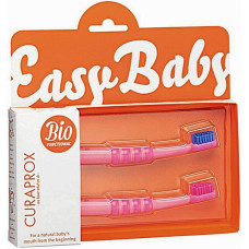 Набор детских зубных щеток Curaprox Baby для детей Прорезиненная ручка с присоской 2 шт. Розовые (45988)