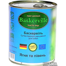 Влажный корм для собак Baskerville Ягненок и петух 800 г