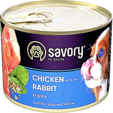 Влажный корм для щенков Savory с кроликом и курицей 200 г