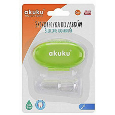 Зубная щетка-массажер Akuku силиконовая в зеленом чехле (45875)