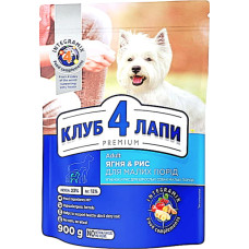 Сухой корм для взрослых собак мелких пород Club 4 Paws Премиум Ягненок и Рис 900 г