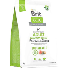 Корм для собак средних пород Brit Care Dog Sustainable Adult Medium Breed с курицей и насекомыми 3 кг