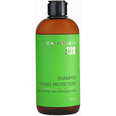 Безсульфатный шампунь для нормальных и поврежденных волос Cannabis Термозащита с протеинами шелка, гиалуроновой кислотой и экстрактом каннабиса 500 мл (38477)