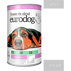 Корм влажный EuroDog Liver для собак кусочки в желе с печенью 415 г 4 шт