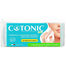 Сухие салфетки Cotonic с очищающим средством для снятия макияжа с экстрактом Алоэ и моркови + витамин Е, 60 шт. (50422)